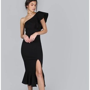 Black Midi Ruffle Dress
